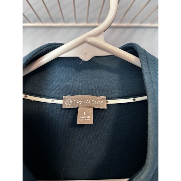 NWT T by Talbots Womens Jacket Vest Teal Waist Length Full Zip Pockets Stretch L - Picture 3 of 9